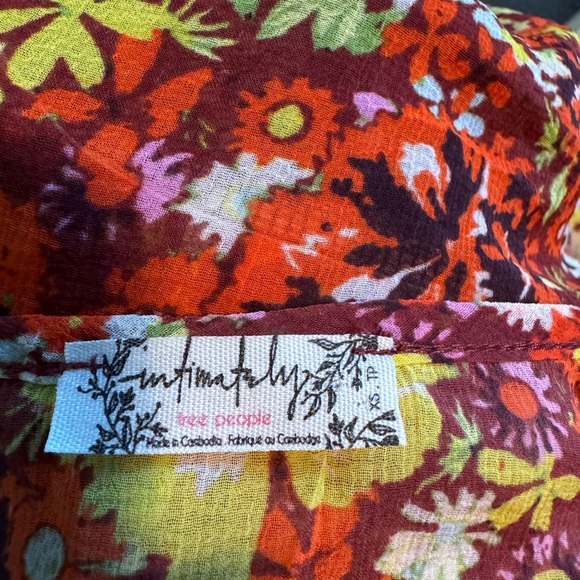 Free People Floral Bodysuit Ruffle Lace Boho Orange Color Size XS - Picture 4 of 10